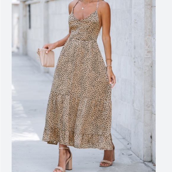 Cupshe Animal Print Lace Up Back CoverUp Maxi - Picture 1 of 10